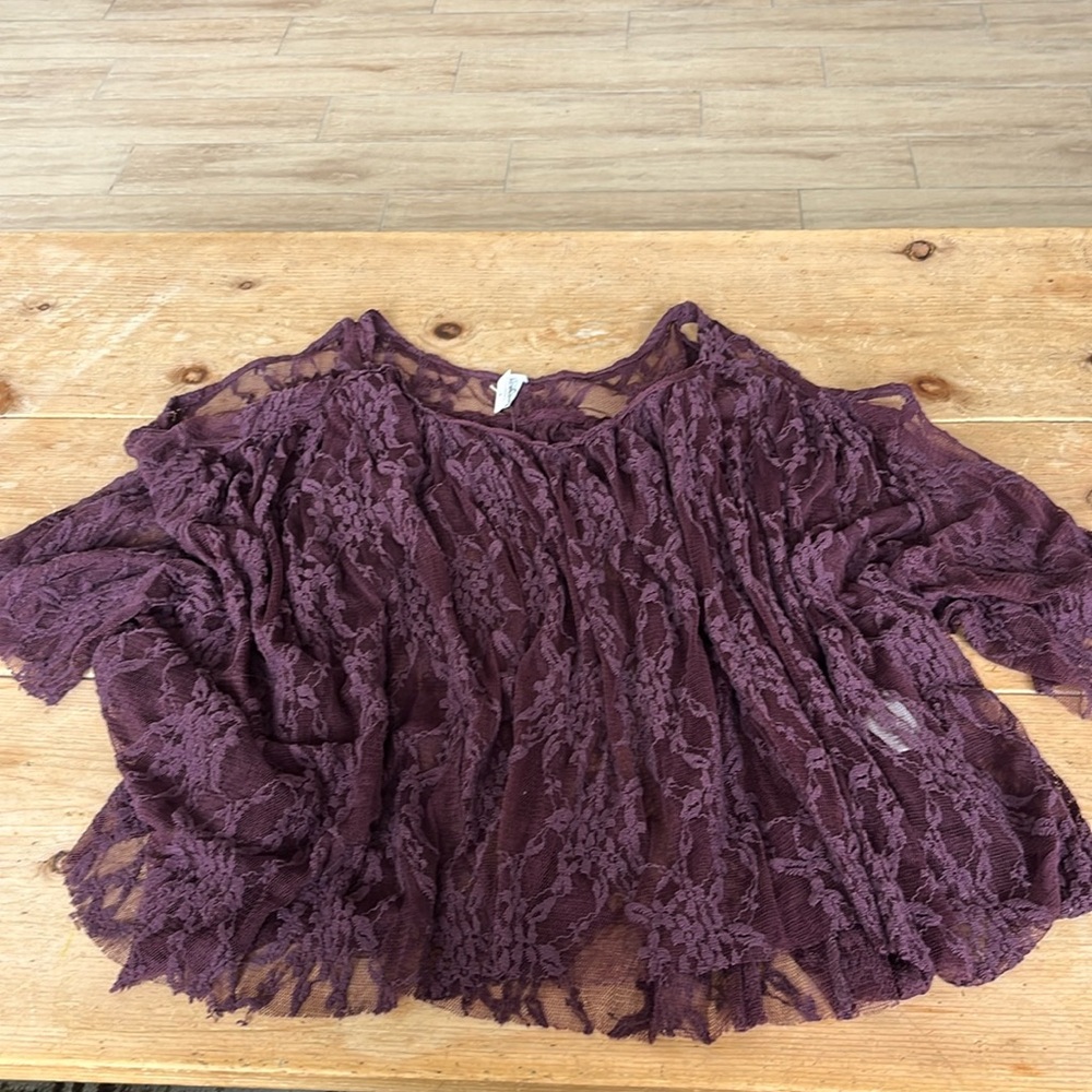 Free People lace Burgundy over top. Size Small.
